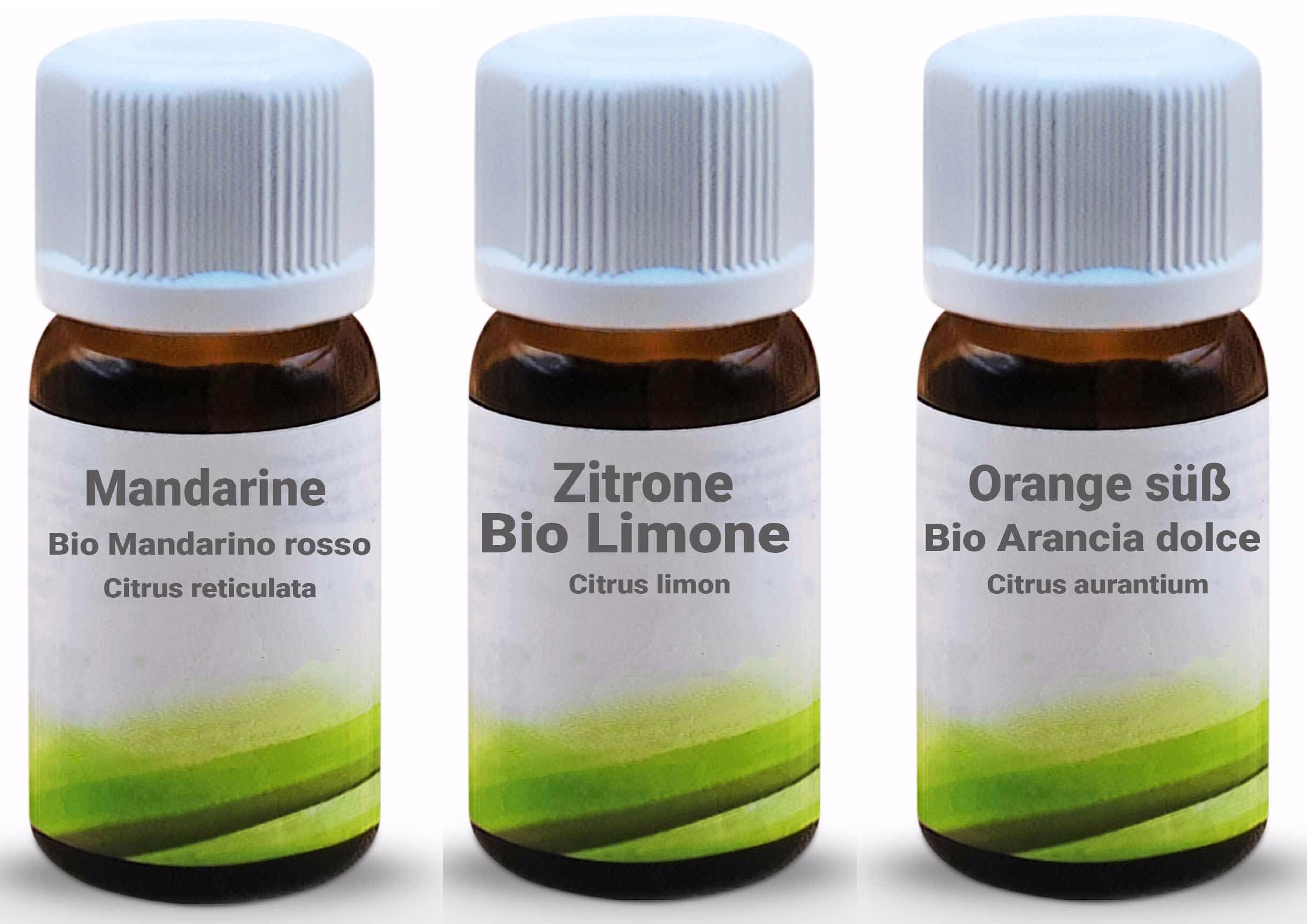 Trio Citrus: Set di Oli Essenziali Biologici – Limone, Arancia, Mandarino