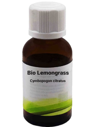 Bottiglia da 10 ml di Olio Essenziale di Lemongrass, su sfondo bianco.