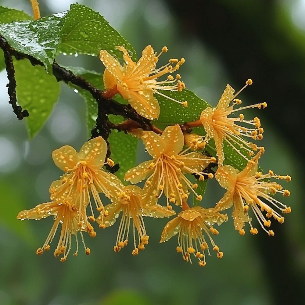 Ramo di Canarium luzonicum, conosciuto come elemi, da cui si estrae una resina aromatica utilizzata per preparare oli essenziali.