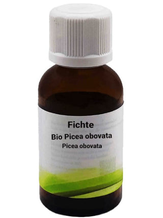 Bottiglia da 30 ml di Olio Essenziale di Abete rosso, su sfondo bianco.